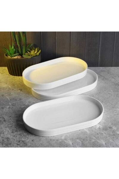 AROW Pure 25*15 6 Adet Porselen Oval Sunumluk Çerezlik Tabak