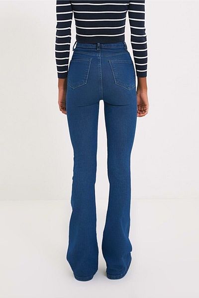 LİMABEL Blugi cu picioare albastre spaniole Pantaloni din denim cu talie înaltă