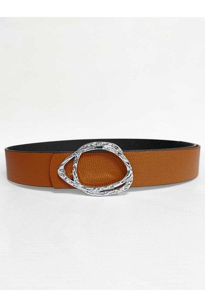 Kemerix Tan Women's Belt with Silver Buckle