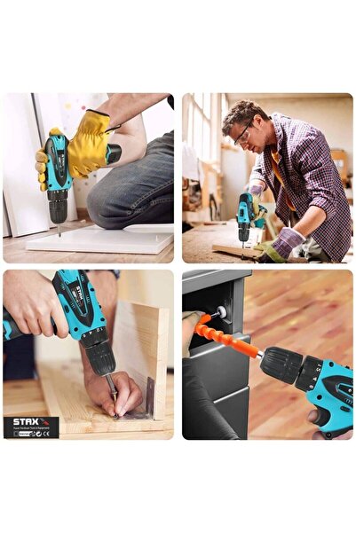 STAXX POWER 24 V 4 Ah Metal Dişli Şanzıman Çift Akülü Şarjlı Vidalama Matkap