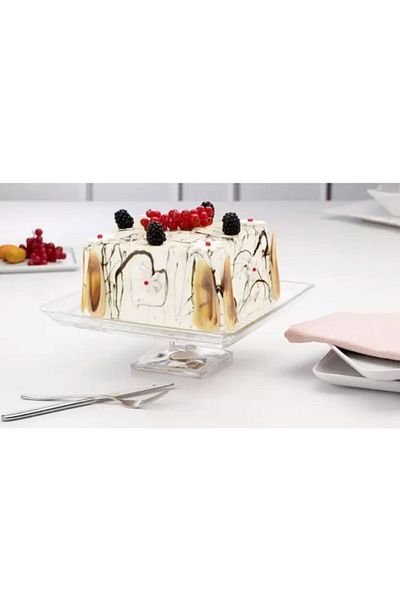 Paşabahçe Madlen Pedestal Square Serving Plate 24 cm