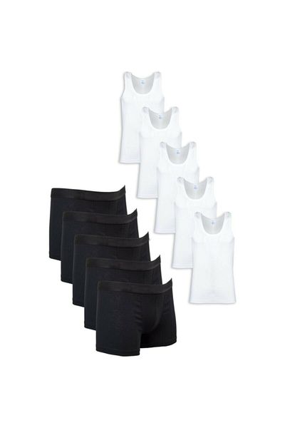 HARMAN TEKSTİL Ανδρικό Σετ 5 τεμαχίων Βαμβακερό Lycra Boxer Tank Top