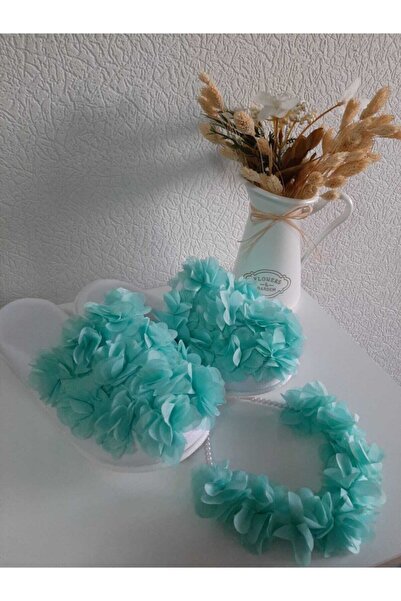 CAN BUTİK Lohusa Terlik Ve Taç Takımı Lazer Kesim Çiçekli