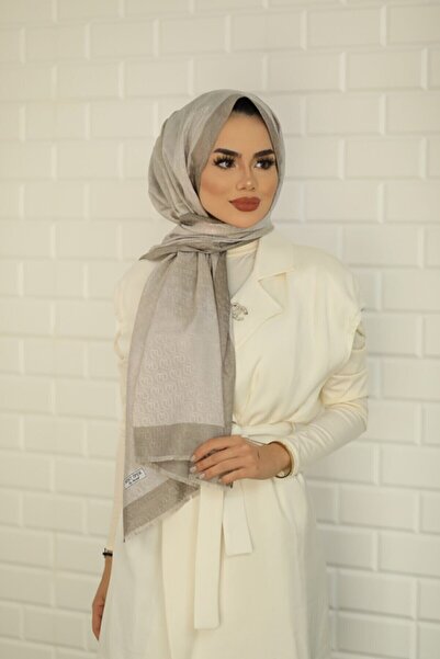 Hint İpek Nishy Monogram Model Vizon Renk Şal