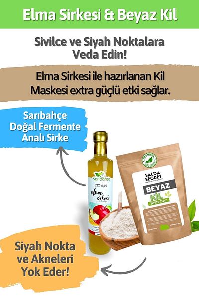 Salda Secret White Clay Face Mask 250 gr Clay Mask Powder Sarıbahçe Apple Vinegar 500 ml