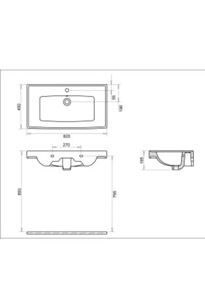 Turavit Safir 80 Cm Etajer Uyumlu Seramik Lavabo