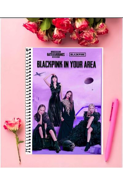 animeandyourworld Black Pink Notebook 1 Piece Special Design A4 Size Wired Striped Notebook 21*29 Cm