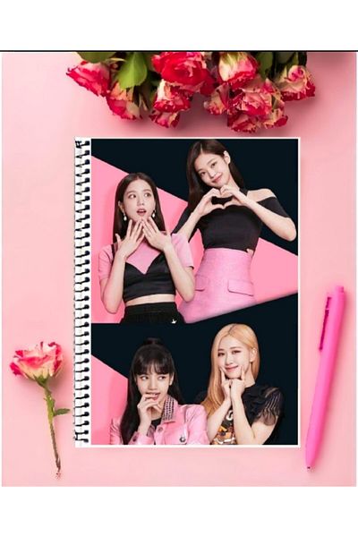 animeandyourworld Black Pink Notebook 1 Piece Special Design A4 Size Wired Striped Notebook 21*29 Cm