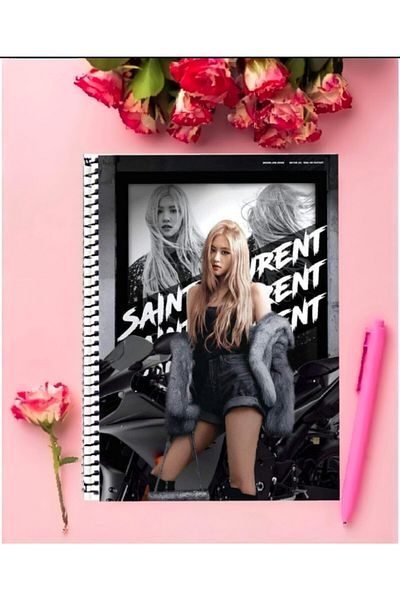 animeandyourworld Black Pink Notebook 1 Piece Special Design A4 Size Wired Striped Notebook 21*29 Cm