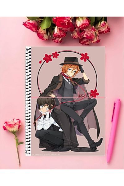 animeandyourworld Bungou Stray Dogs Anime Patterned A4 Notebook - 21*29 Cm, Ringed Line, 1 Piece