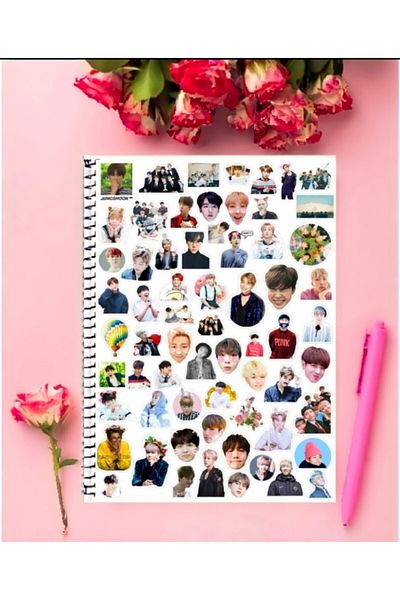 animeandyourworld Bts Notebook 1 Piece Special Design A4 Size Wired Checkered Notebook 21*29 Cm
