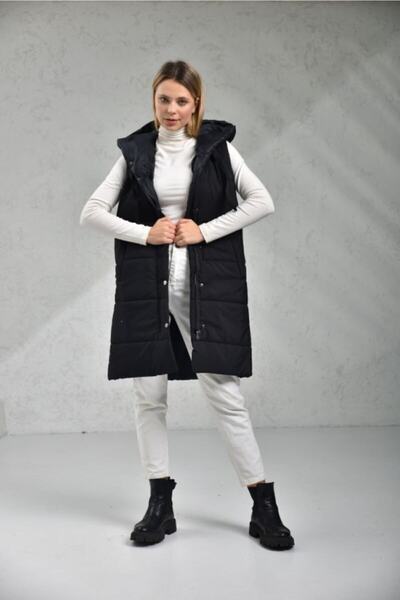 modasindoma Жіночий надувний жилет з капюшоном