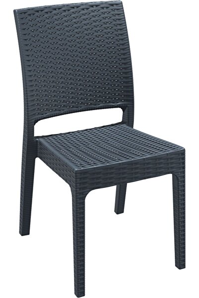Siesta Koyu Gri Balkon Bahçe Cafe Restoran Florida Plastik Rattan Sandalye