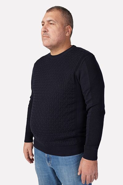 Trist Star Ανδρικό βαμβακερό πουλόβερ με λαιμόκοψη Navy Blue