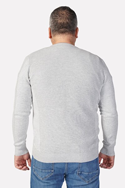 Trist Star Large Size Gray Hair Braided Crew Neck 100% Cotton Men's Sweater Trist-2111