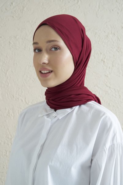 Gülsoy Women's Hijab Cotton Combed Shawl Claret Red - 21
