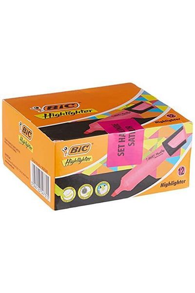 Bic Pink Marking Flat Highlighter, Case of 12 Highlighters