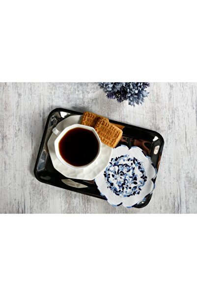 caka home design 6 قطع من منديل الكوكتيل المطرز بالزهور مع تأثير الكتان (أزرق)