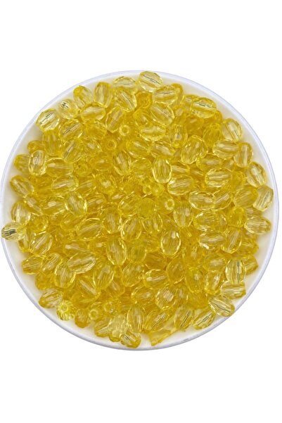 Hedef Bijuteri 25 جرام أسطوانة أكريليك ملونة صفراء 10 × 8 مم، خرز نموذج اللوز...