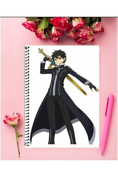 animeandyourworld دفتر ملاحظات كيريتو ألفهايم أنمي قطعة واحدة بتصميم خاص مقاس A4 مقاس 21*29 سم دفتر ملاحظات مربعات