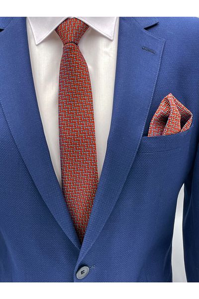 Brianze Orange Patterned Tie Handkerchief Set