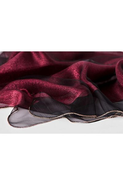 ARMANDA Evening Dress Shawl with Stone Edge Black Red