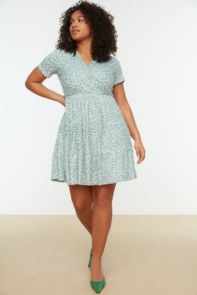 Trendyol Curve Plus Size Dress - Green - A-line