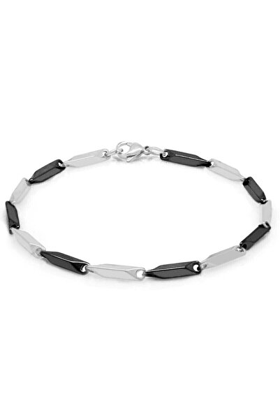 The Collection Erkek Siyah Gümüş Çelik Kolye Ve Bileklik Seti