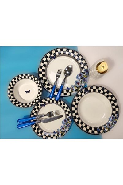 Mondecor Karizantem 24 Parça Dama Desen Porselen Yemek Takımı