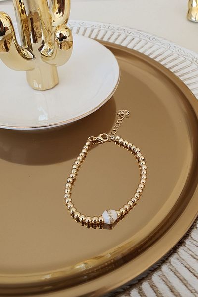 Trendy Butik الأبيض المينا دائرة نموذج Topcuk سوار