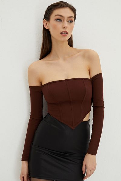 Cool & Sexy Dámská hnědá halenka se zipem na zádech B518