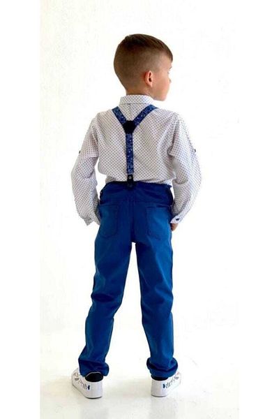 ABİYEKİDS Combinație pentru băiat cu bretele și papion Costum albastru Aby0013