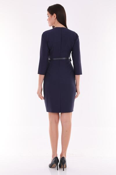 etselements Φόρεμα γραφείου με διπλό γιακά με λεπτομέρεια τσέπης και ζώνη