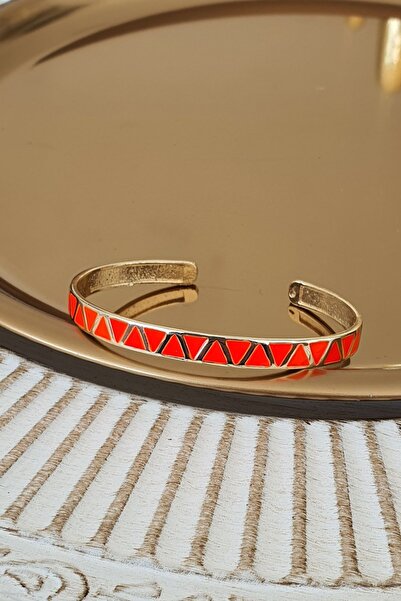 Trendy Butik نموذج متعرج بالمينا الأحمر بستة مشابك مفتوحة