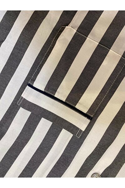 KLY Чоловічий антрацитовий смугастий поплін піжамний комплект