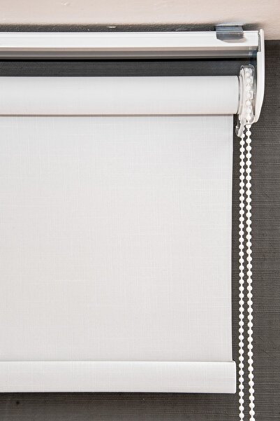 HAFS Blackout (ışık Geçirmez) Keten Dokulu Stor Perde (2000) Beyaz Renk