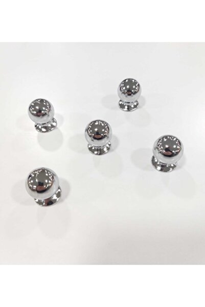 ARON (5 Adet) Misket Düğme Krom Kulp Mobilya Vestiyer Çekmece Dolap Kulbu Tek...