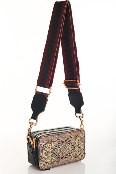 MOTTİF İSTANBUL Dokuma Deri Detaylı Kadın Omuz Çapraz Çanta Mottif Istanbul Otantik 1070