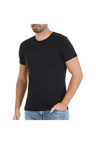 Yıldız Çamaşır Erkek Siyah Bisiklet Yaka Kısa Kollu Modal T-shirt