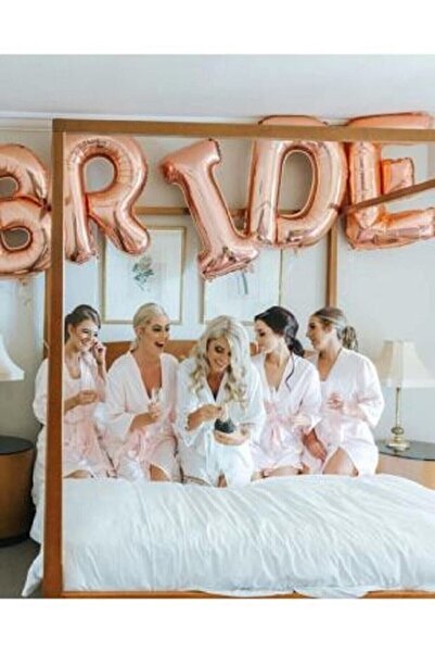 Atakent Süs مجموعة بالونات العروس باللون الذهبي الوردي لحفلة توديع العزوبية م...