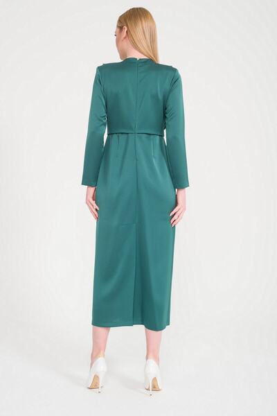 SpringStore Zümrüt Saten Abiye Elbise
