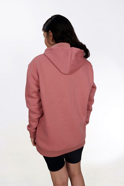 VENHENA Φούτερ Unisex Λευκό Κεντημένο Ροζ Φούτερ με κουκούλα - Hoodie