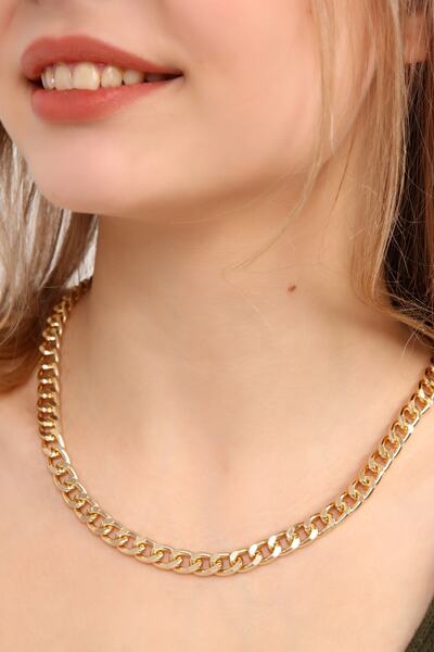 AURRARİ Kadın Altın Kaplama Clasic Kalın Zincir Kolye