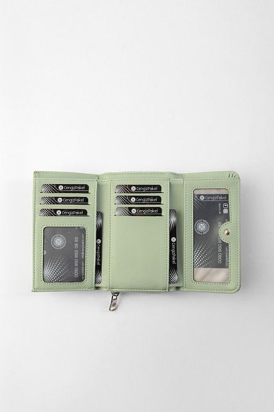 CENGİZ PAKEL Women's Wallet Small Size Light Green