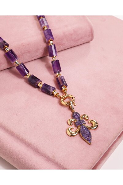 Fatma yaşar Ametist Taşı Zambak Kolye