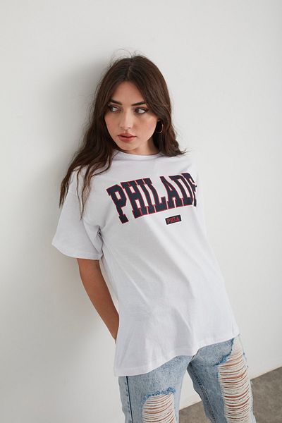 Mad&Calf Γυναικείο μπλουζάκι με στάμπα Philadel Oversize