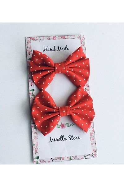 MİNELLASTORE 2-Piece Red Polka Dot Clip Children's Buckle