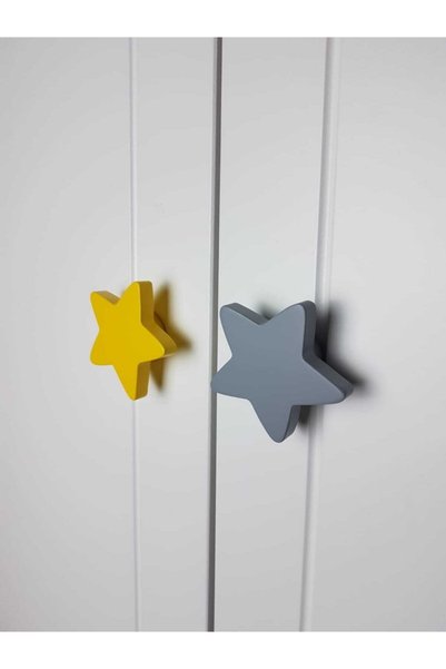 TURUNÇ AKSESUAR Gray Star Handle - Diameter 7 cm Baby Kids Teen Room Handles Cabinet Drawer Furniture Handle