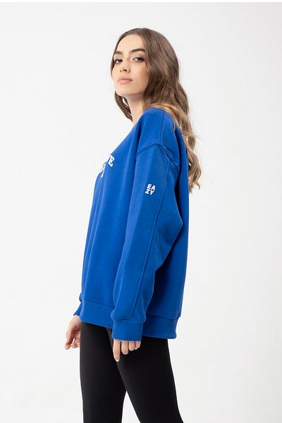 Eazy Co Eazy Self Love Oversize Unisex Saks Μπλε Ποδηλατικό Χοντρό Φούτερ