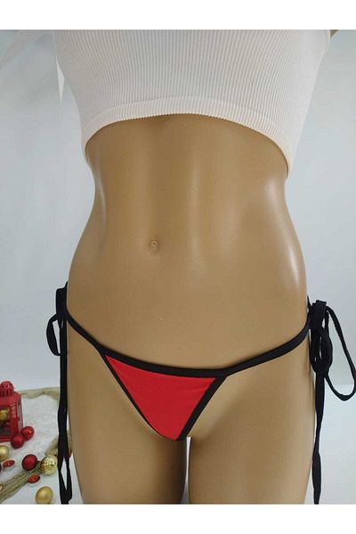 tknfashion Red Fabric Black Bias Side Tie Fancy String 1044